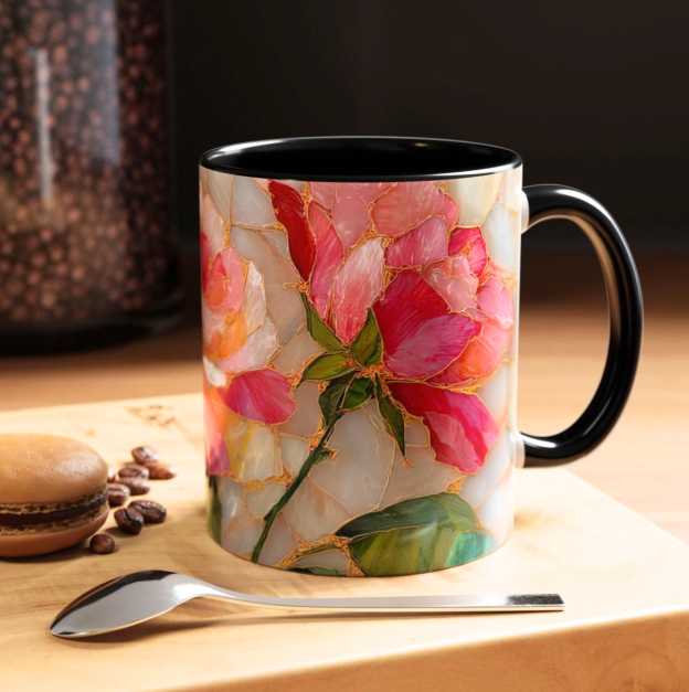 Imitation Stained Glass Flower Mug | WSMug43