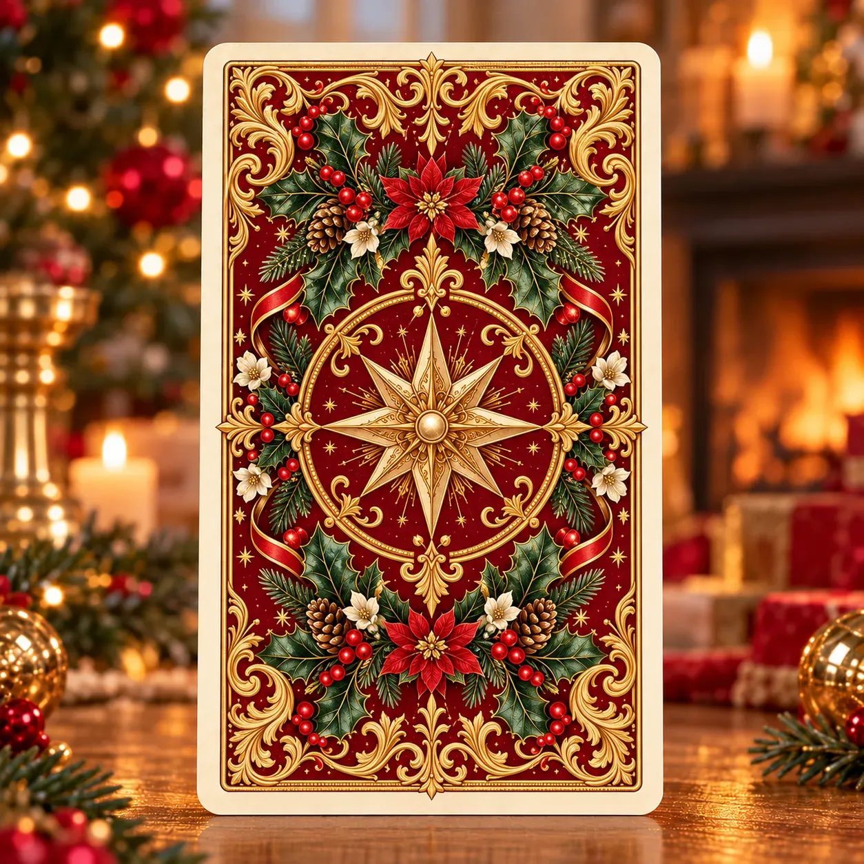 Victorian Christmas Tarot displayed in a cozy seasonal setting