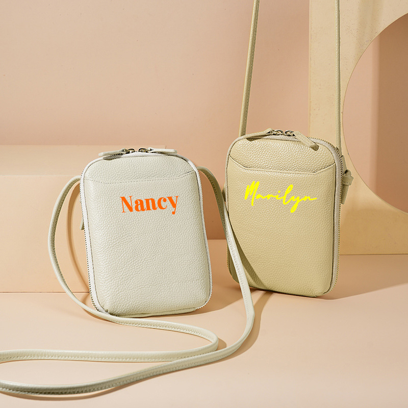 Personalized Adjustable Strap Zip Card Slot Leather Phone Bags | OFBag01