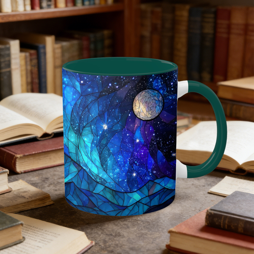 Stained Glass Starry Sky Mountain Ceramic Mug | WSMug09