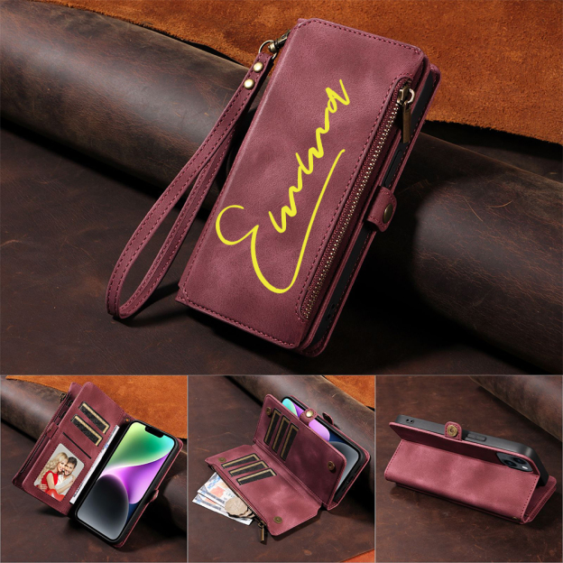 Personalised Monogram Card Holder Zipper Wallet Phone Case | OFCase116