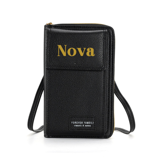 Personalized Crossbody Zip Card Slot Leather Phone Bags | OFBag02