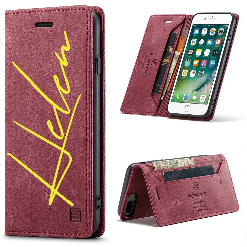 Personalised Monogram Card Holder Magnetic Wallet Phone Case | OFCase119