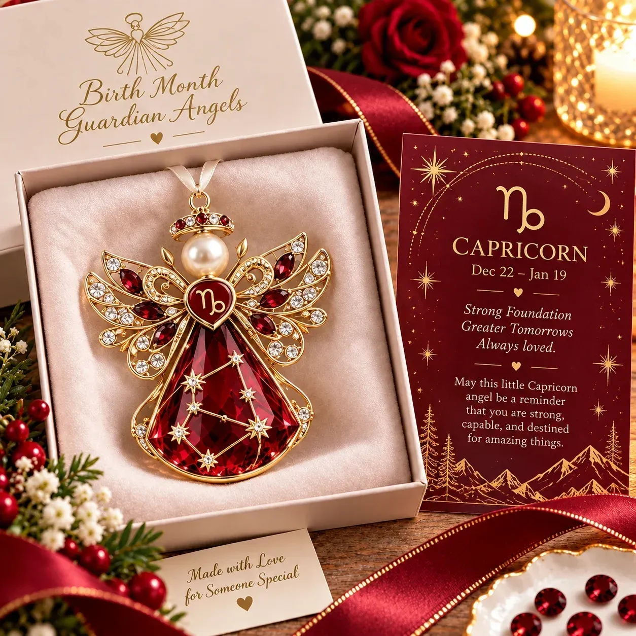 Capricorn zodiac keepsake design with matching card