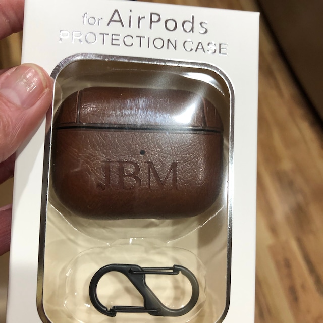 Personalized Engraved Leather AirPod Case with Clip Keychain | OFPod09