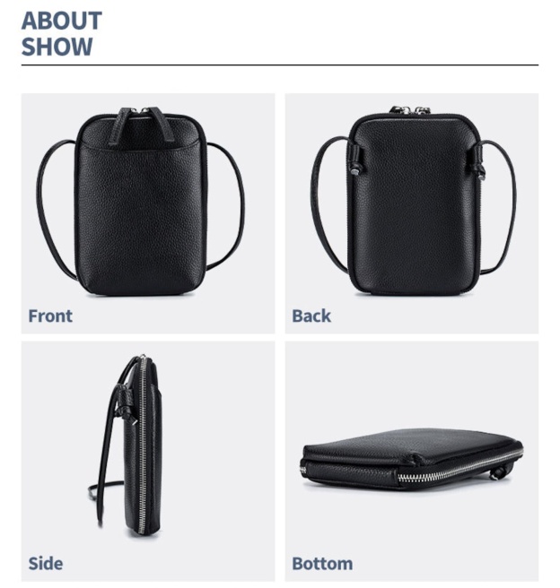 Personalized Adjustable Strap Zip Card Slot Leather Phone Bags | OFBag01