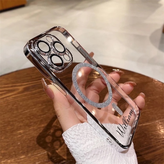 Personalised Initial Electroplated Transparent Luxury Phone Case | OFCase110
