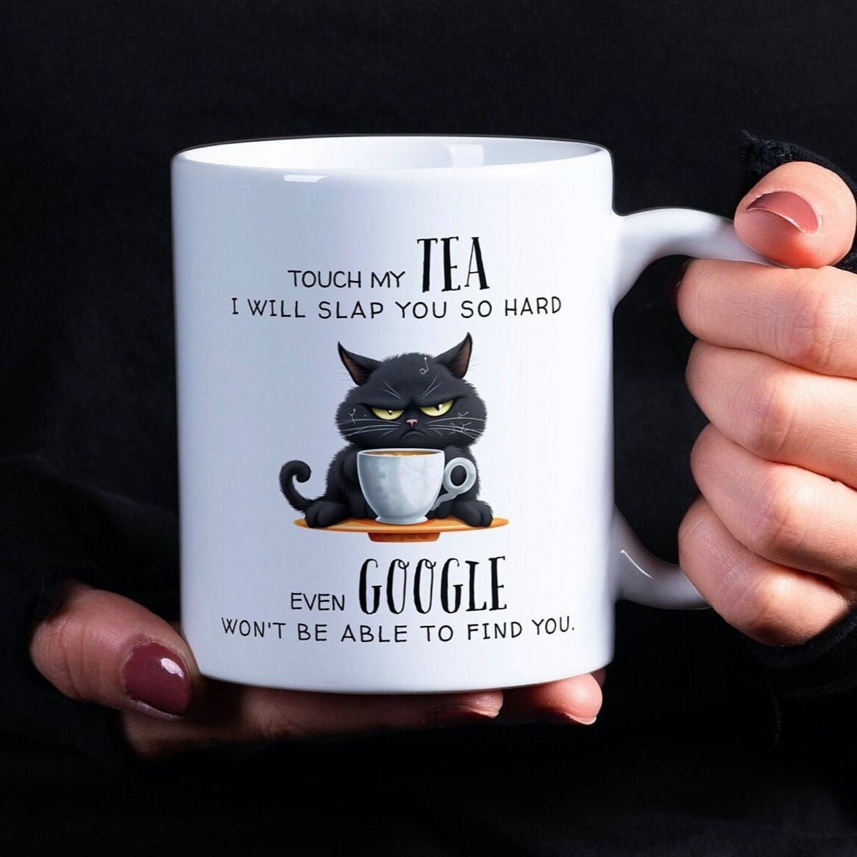 Touch My Tea Even Google Wont Be Able To Find You Funny Cat Mug | WSMug58