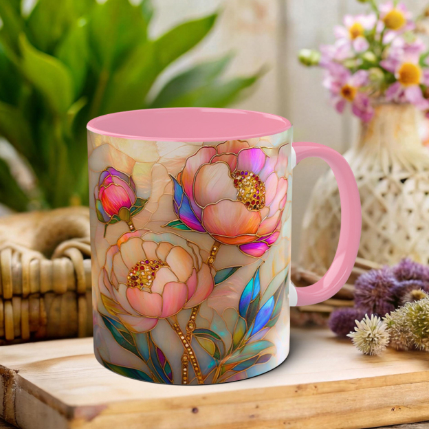 Imitation Stained Glass Floral Art Mug | WSMug46