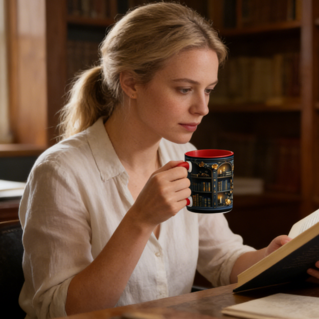 Ceramic Dark Academia Aesthetic Gothic Bookshelf Coffee Mug | WSMug18