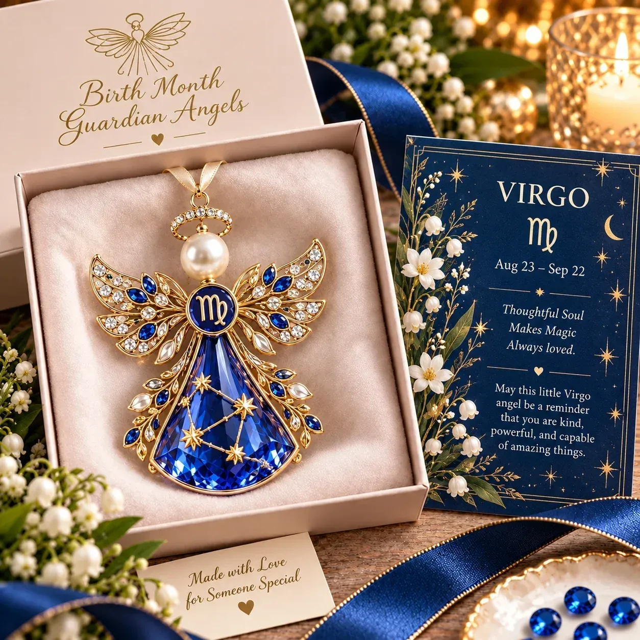 Virgo zodiac keepsake design with matching card