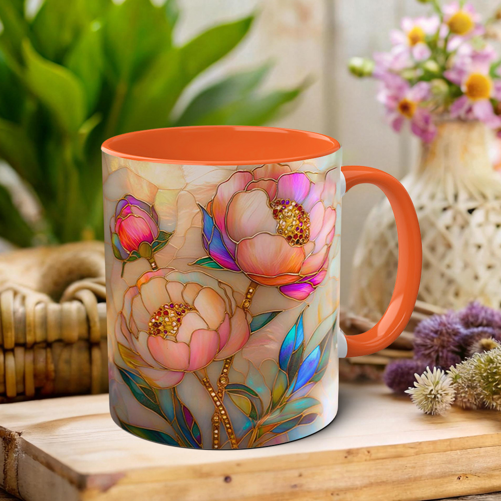 Imitation Stained Glass Floral Art Mug | WSMug46