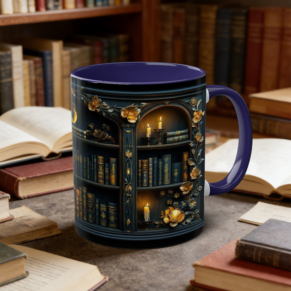 Ceramic Dark Academia Aesthetic Gothic Bookshelf Coffee Mug | WSMug18