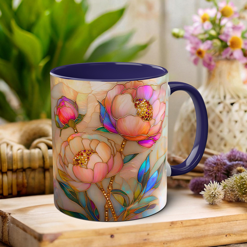 Imitation Stained Glass Floral Art Mug | WSMug46
