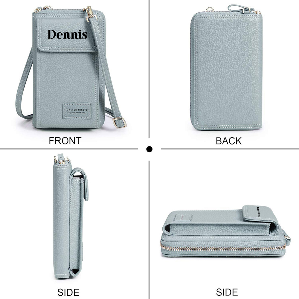 Personalized Crossbody Zip Card Slot Leather Phone Bags | OFBag02