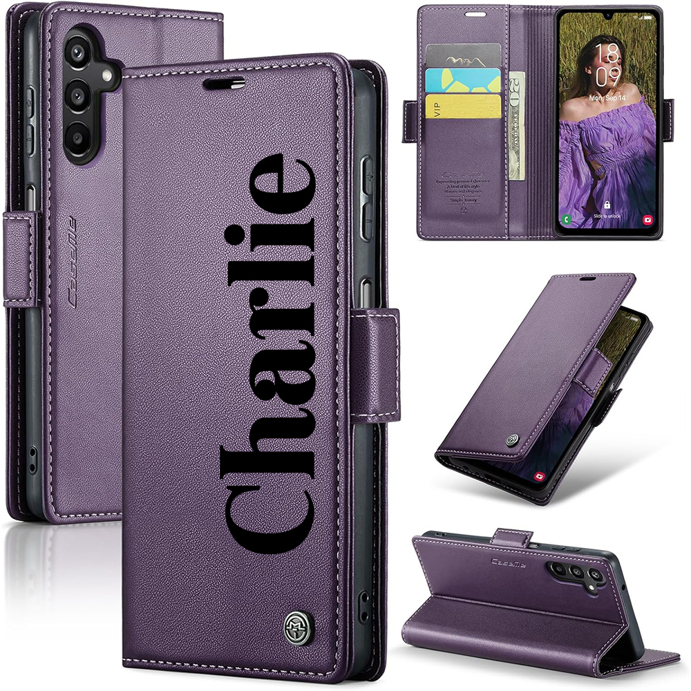 Personalised Monogram Magnetic Card Holder Wallet Phone Case for iPhon