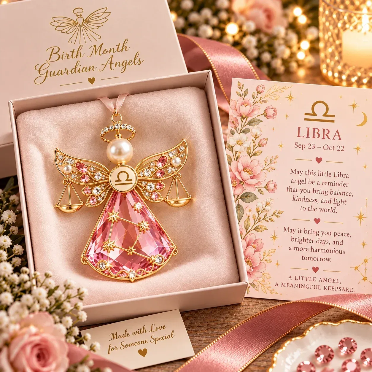 Libra zodiac keepsake design with matching card