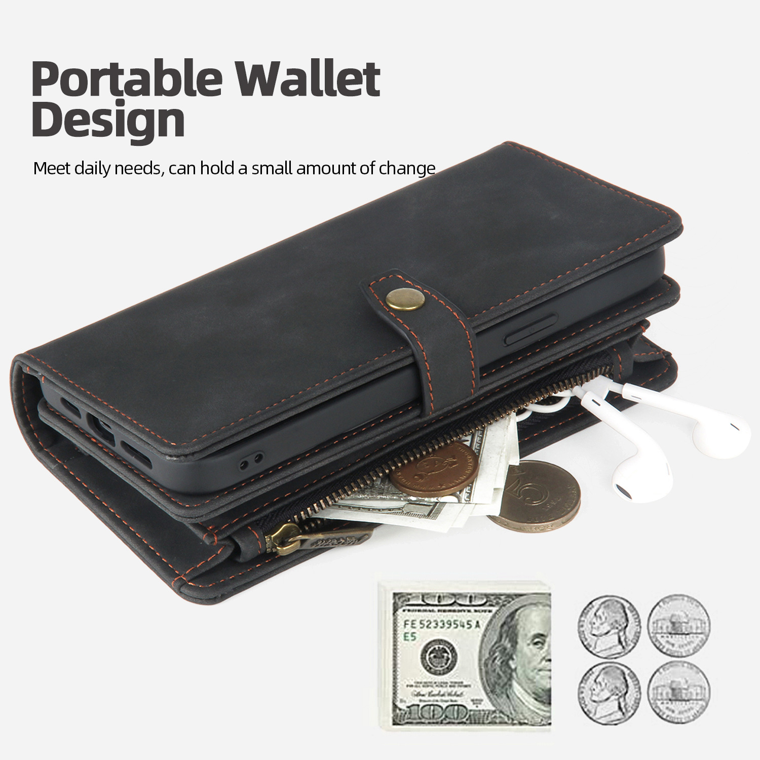Personalised Monogram Detachable Magnetic Phone Wallet Case | OFCase133