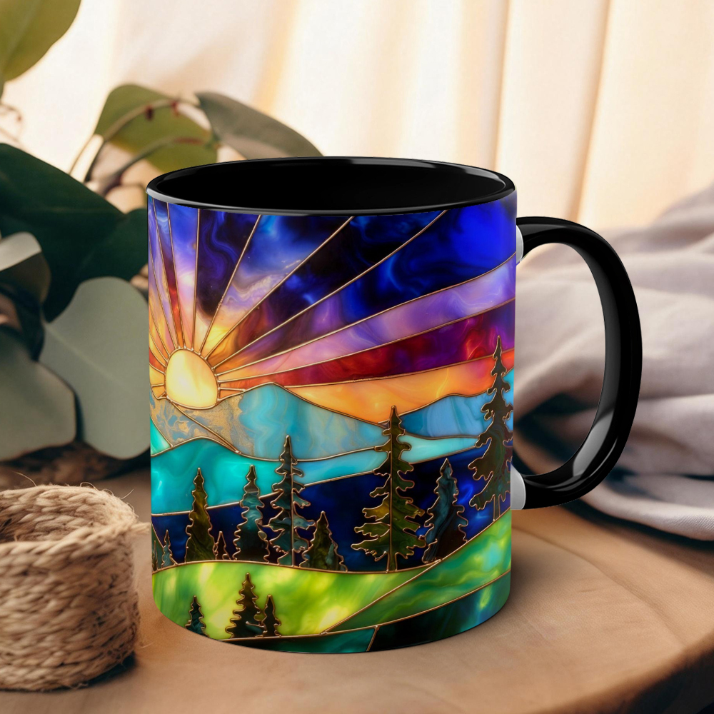 Imitation Stained Glass Mountain Landscape Mug | WSMug54