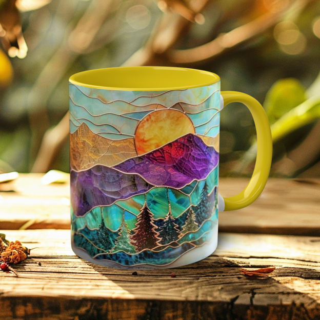 Imitation Stained Glass Mountain Landscape Mug | WSMug51