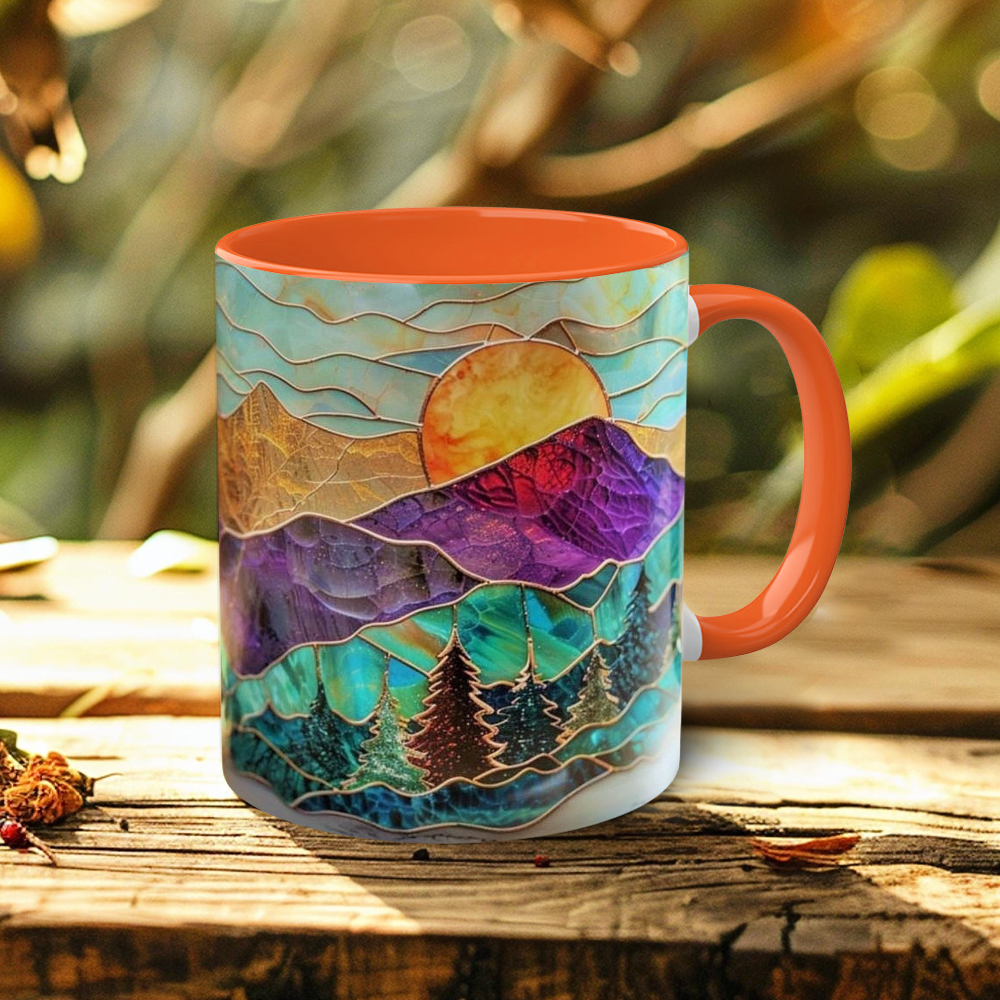 Imitation Stained Glass Mountain Landscape Mug | WSMug51