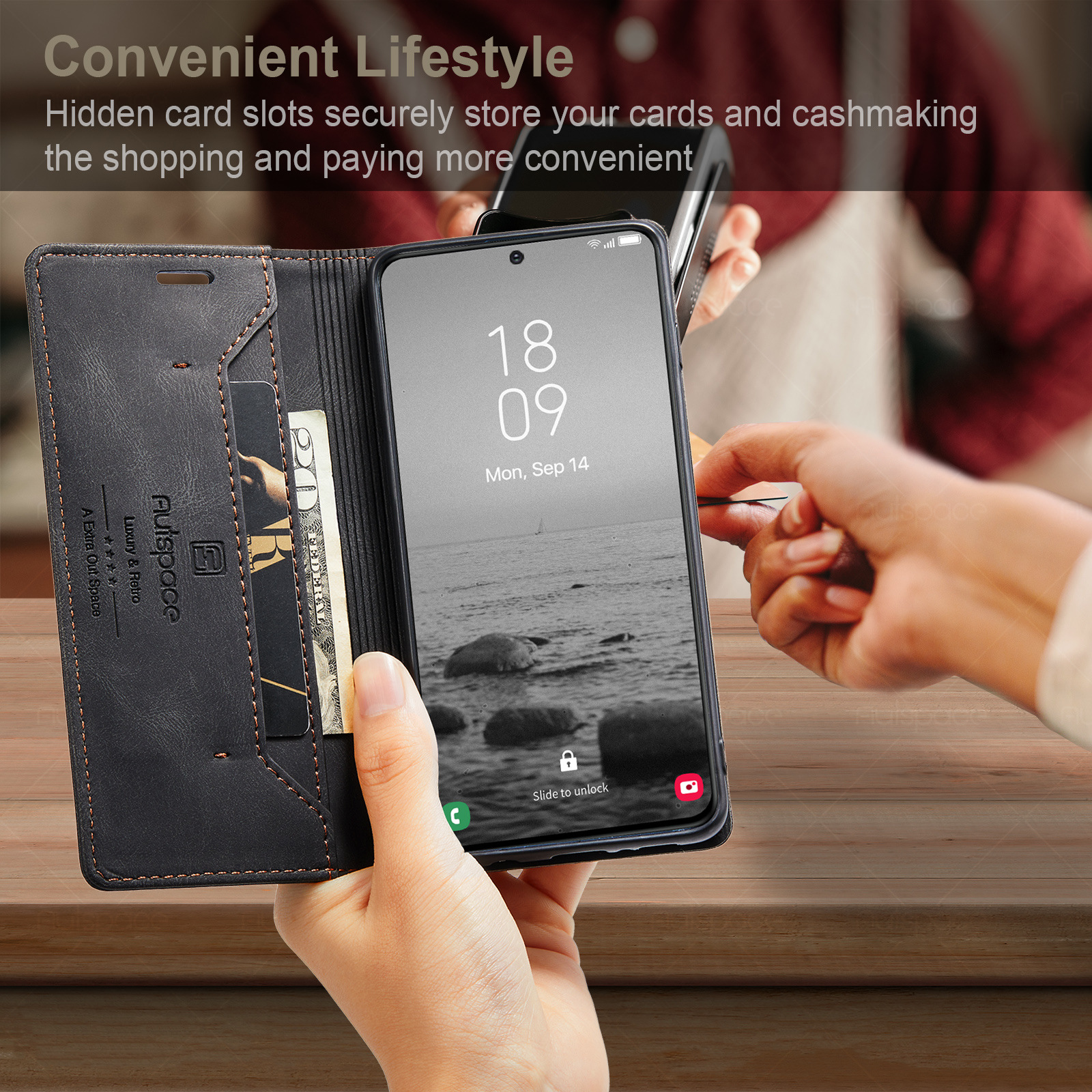 Personalised Monogram Card Holder Magnetic Wallet Phone Case | OFCase119