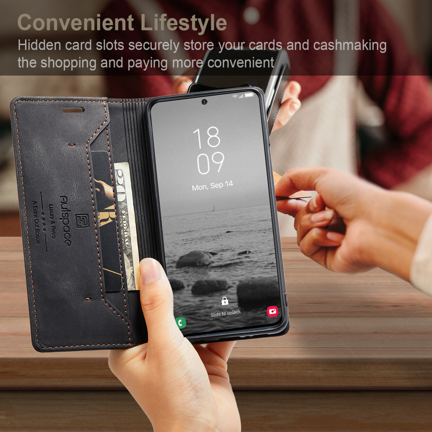 Personalised Monogram Card Holder Magnetic Wallet Phone Case | OFCase119