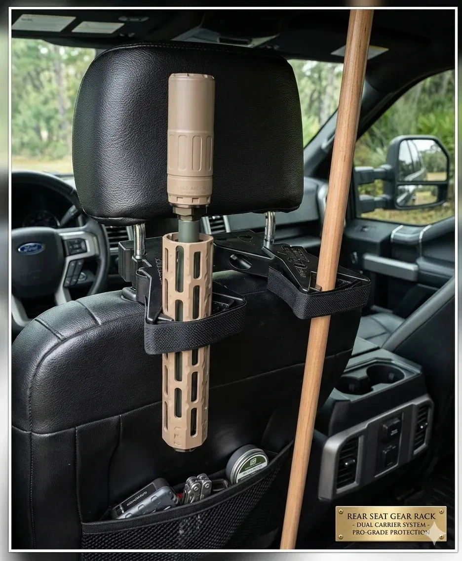 Secure tactical storage with rifle upright