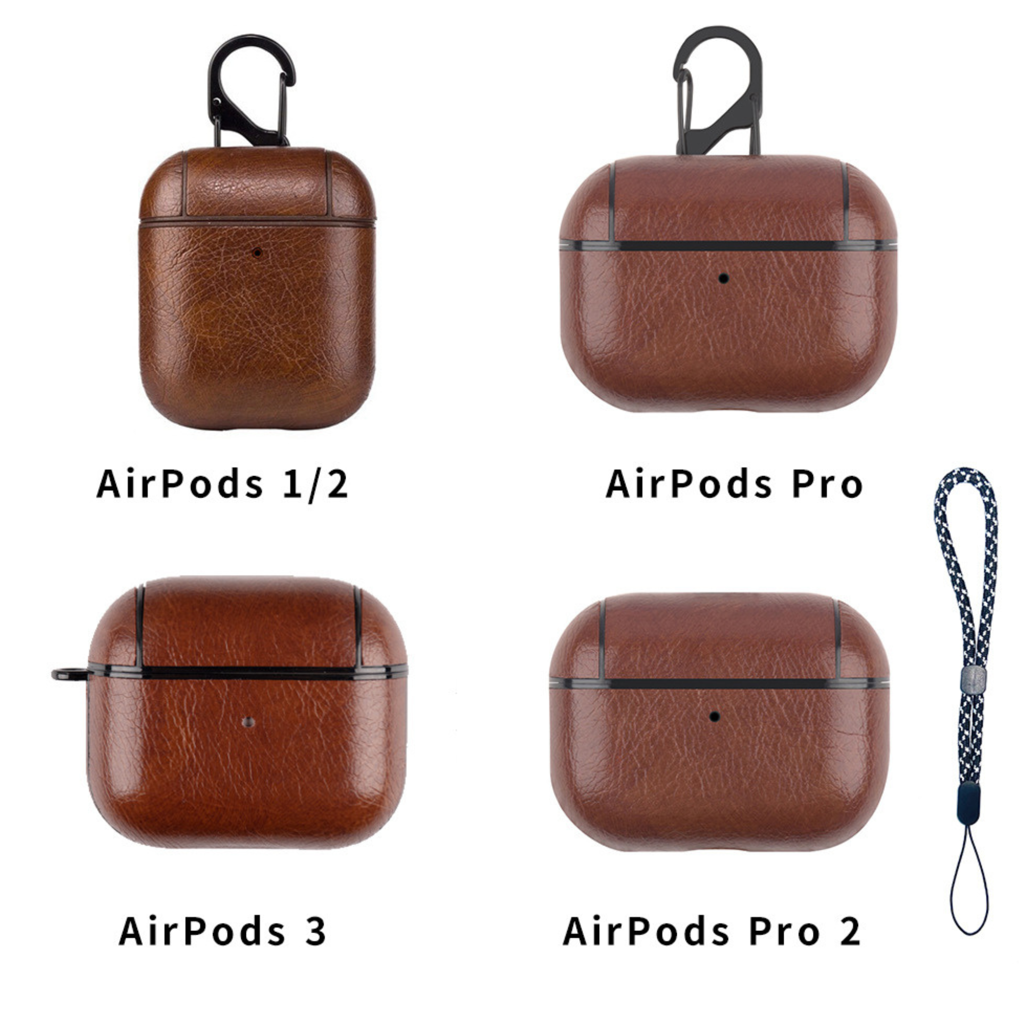 Personalized Engraved Leather AirPod Case with Clip Keychain | OFPod09