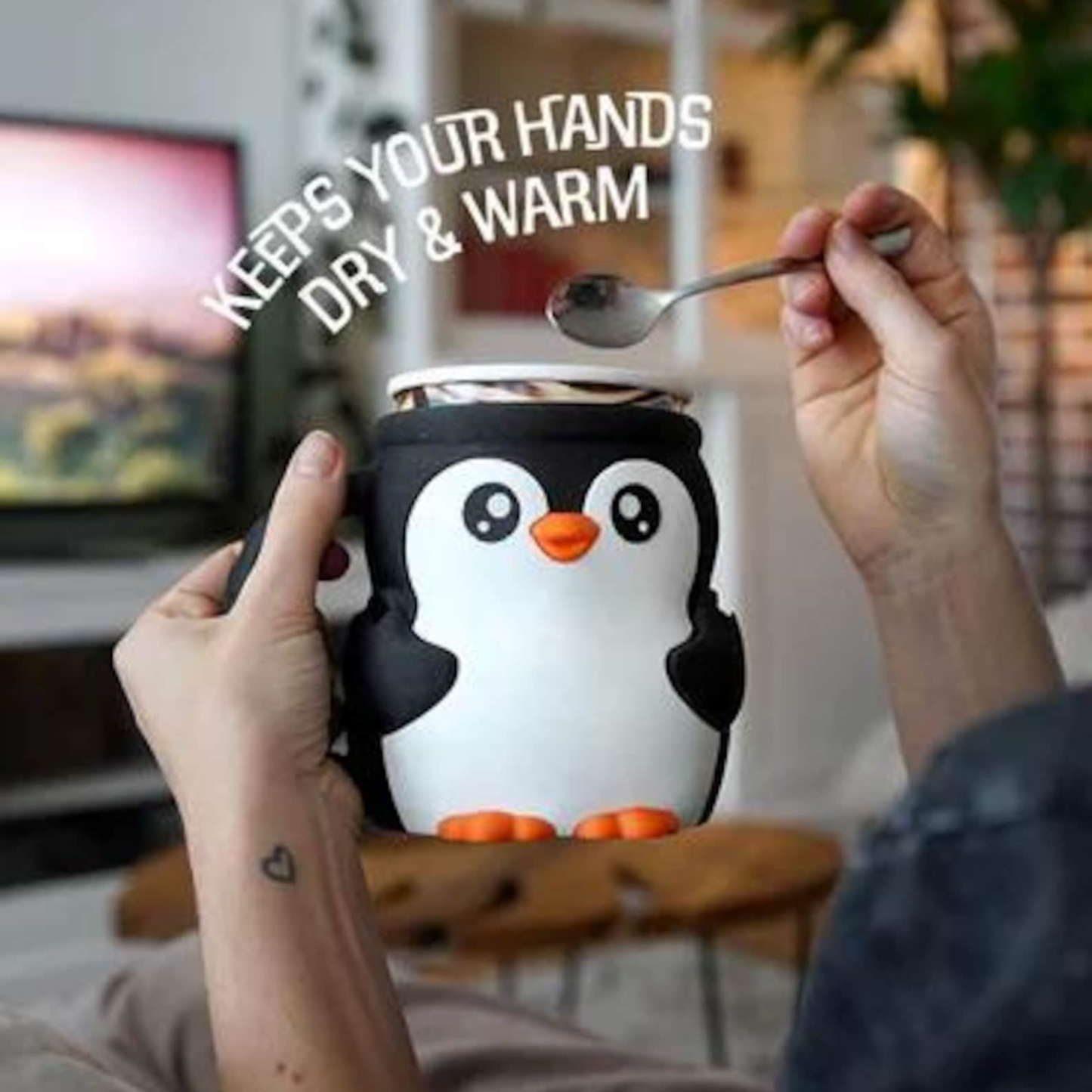 3D Printed Penguin Ice Cream Pint Holder with Spoon Slots | WSMug60