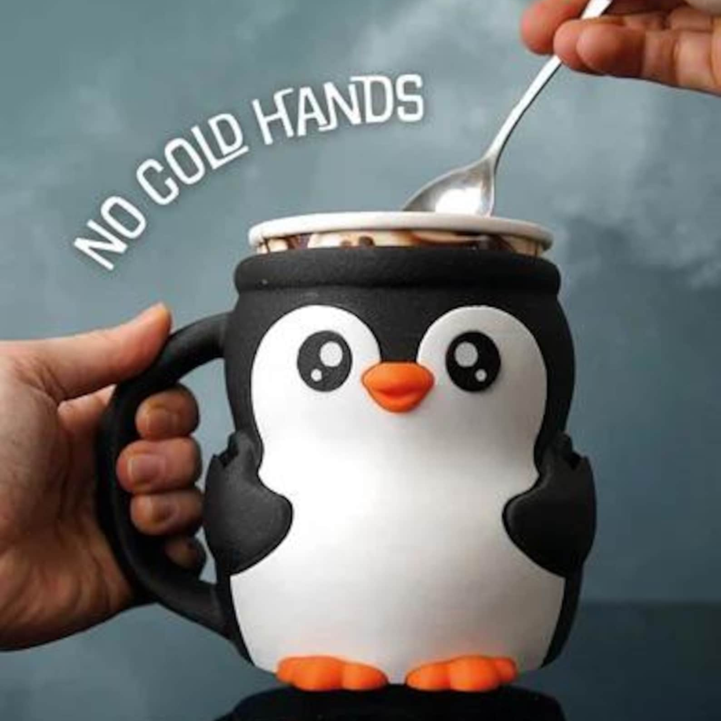 3D Printed Penguin Ice Cream Pint Holder with Spoon Slots | WSMug60