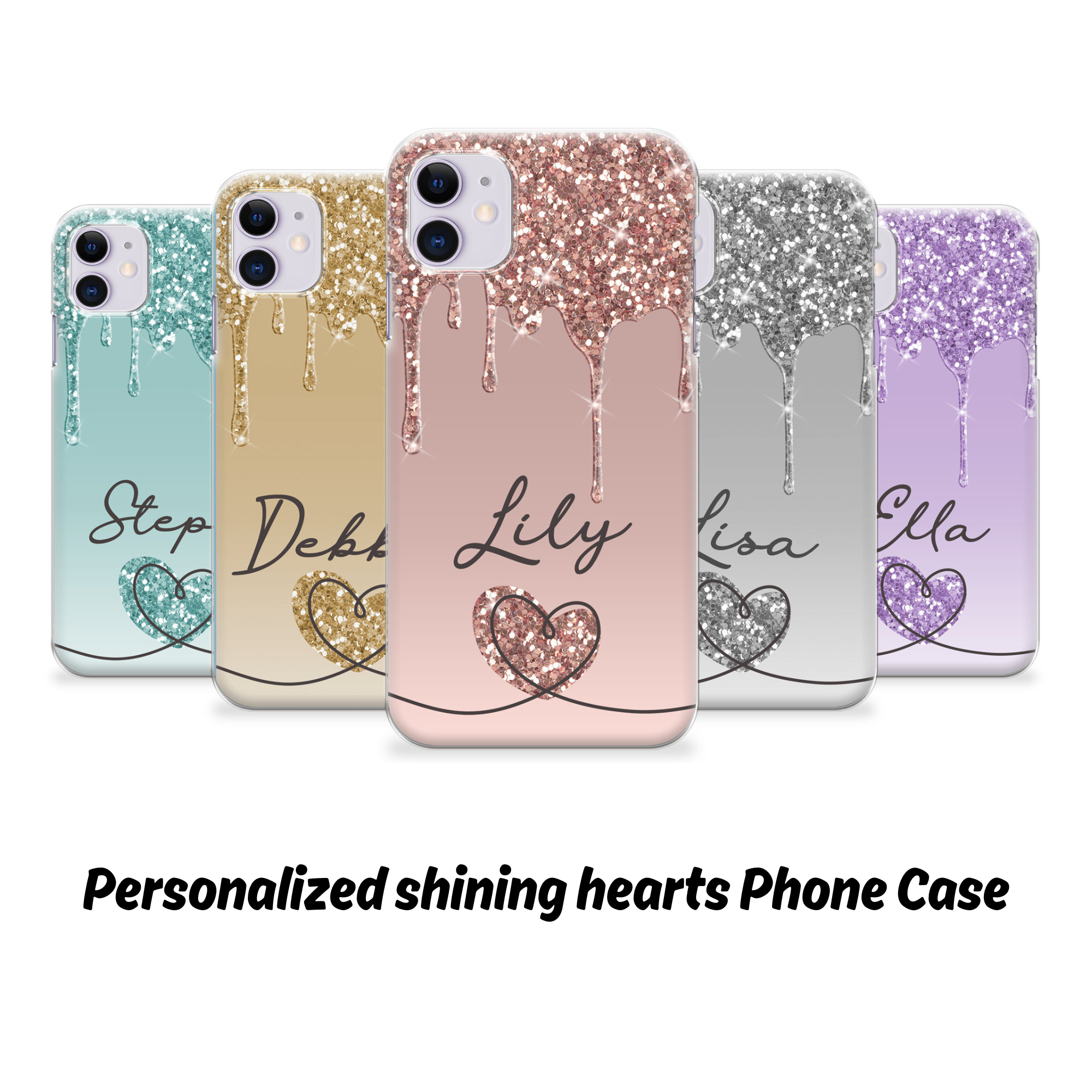 Personalized shining hearts Phone Cover Case | OFCase097