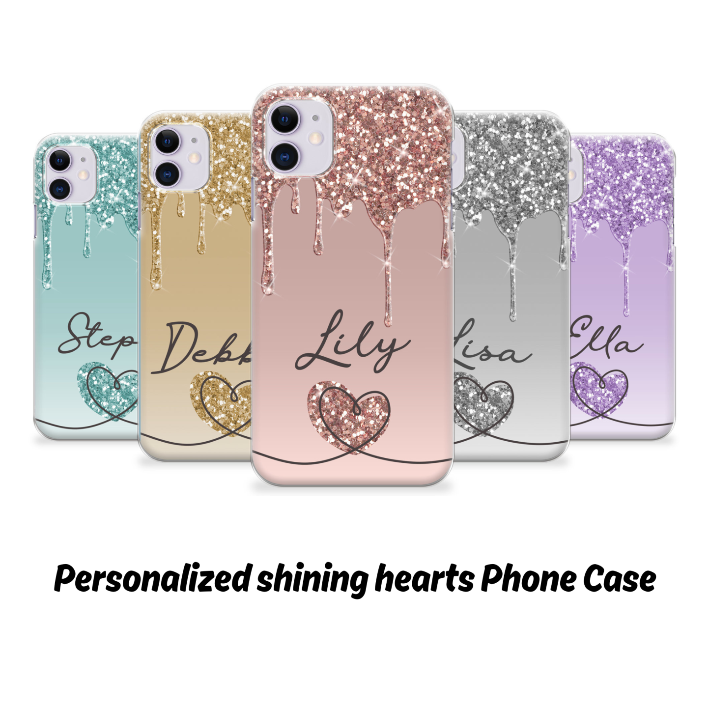 Personalized shining hearts Phone Cover Case | OFCase097