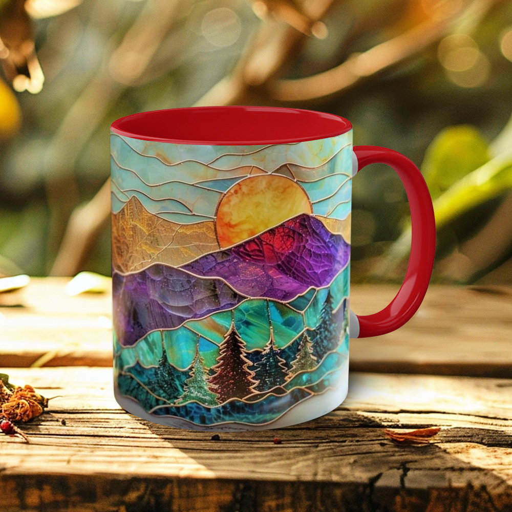 Imitation Stained Glass Mountain Landscape Mug | WSMug51