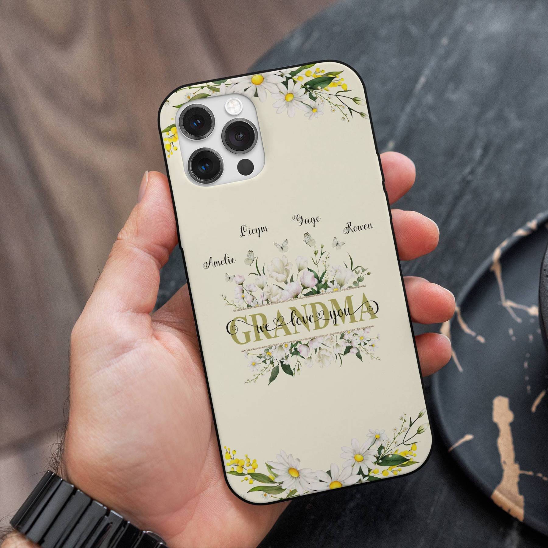 Personalized Grandma, Mom We Love You Floral Phone Case | OFCase106
