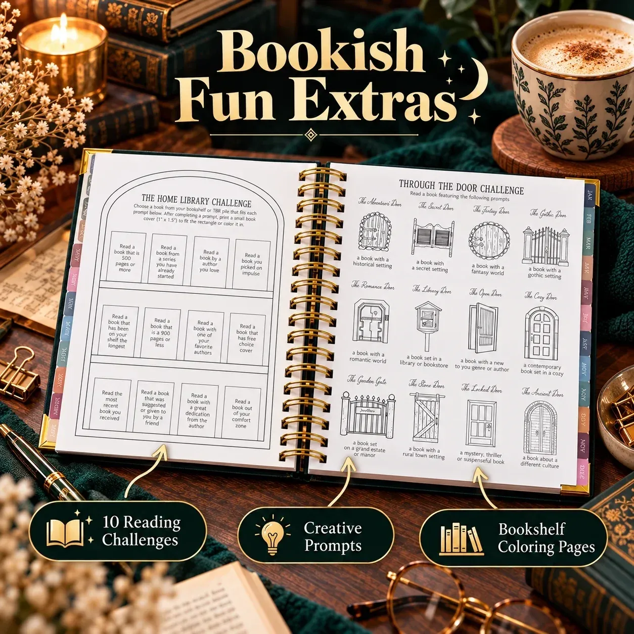 Additional view of the Midnight Study reading planner interior pages