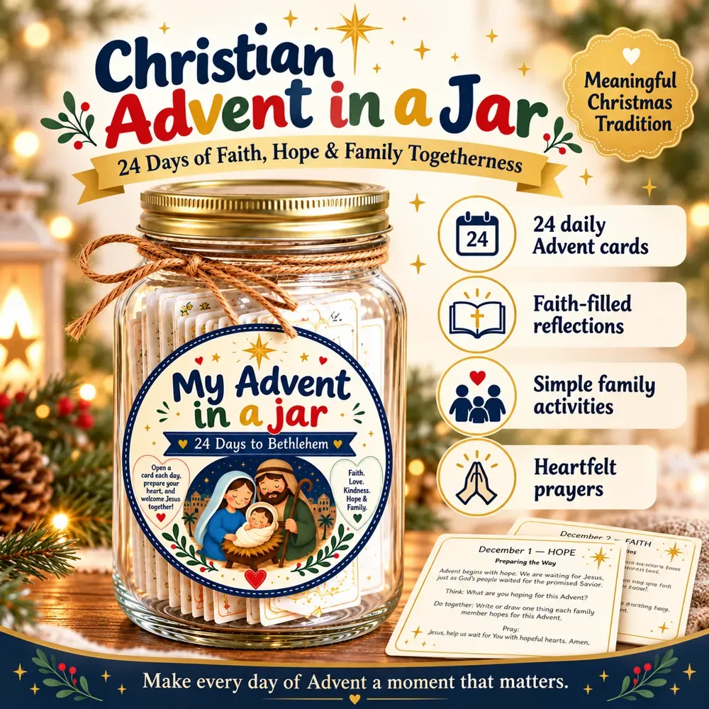 Christian Advent in a Jar with twenty-four daily Advent cards