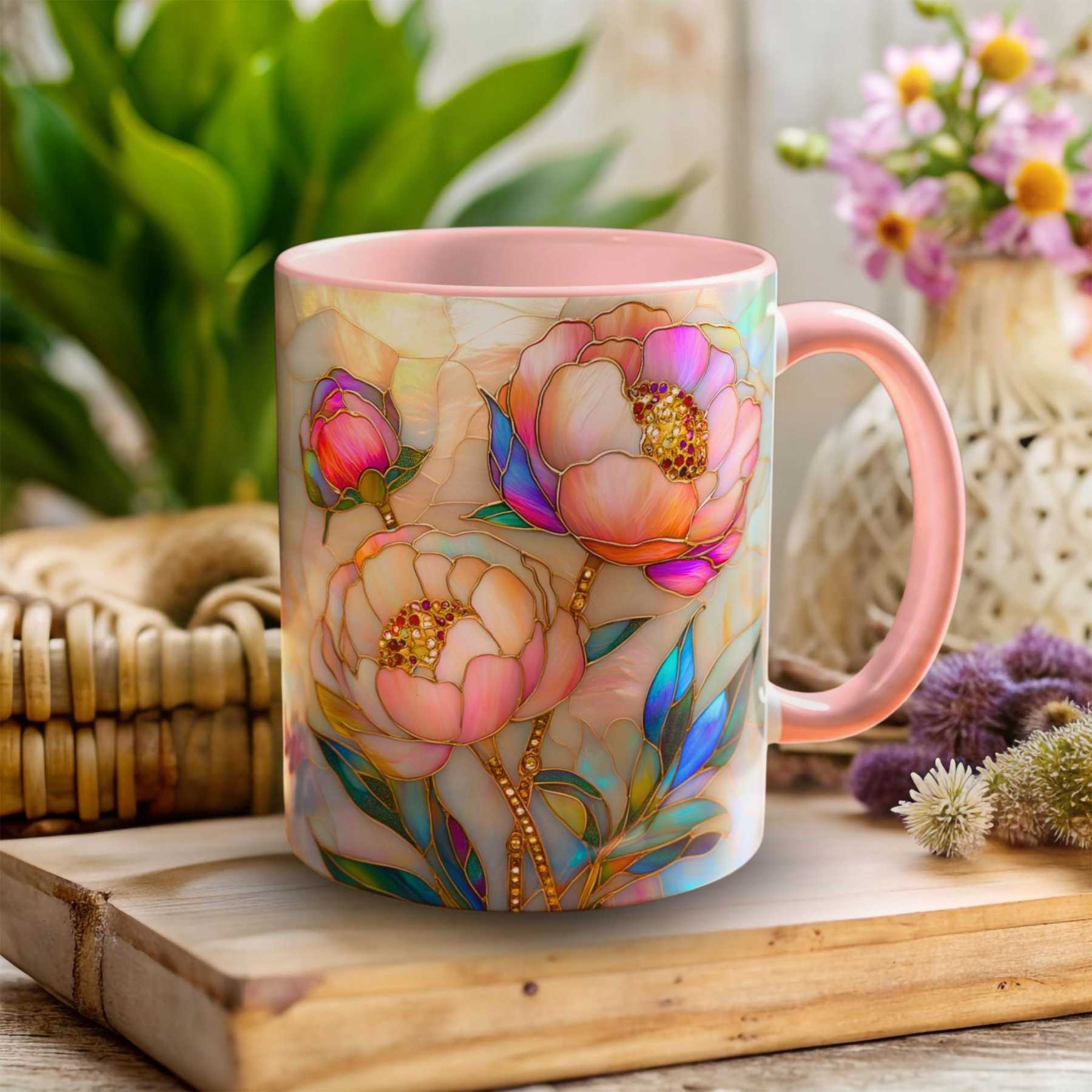 Imitation Stained Glass Floral Art Mug | WSMug46