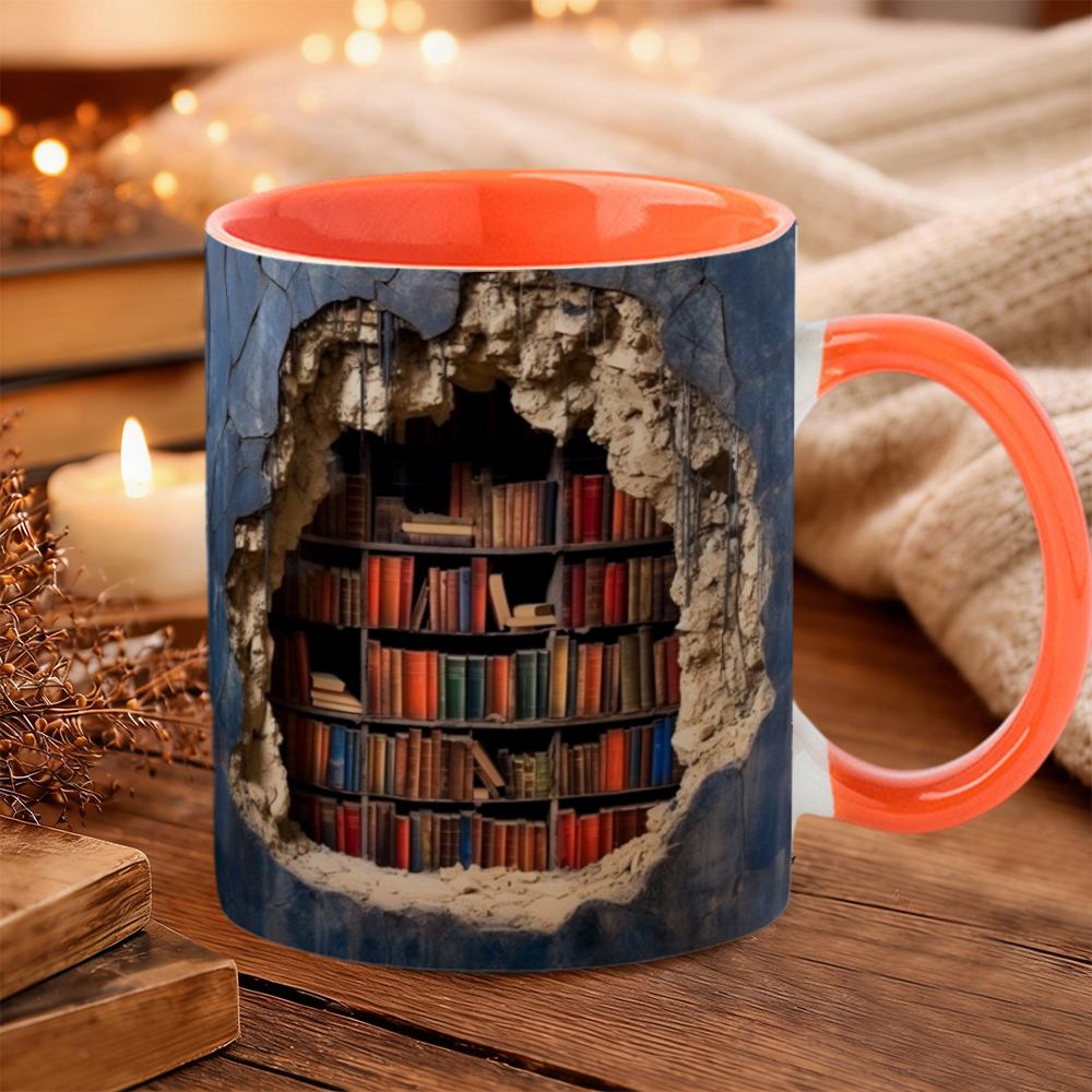 Effect Bookshelf Books Ceramic Mug | WSMug14