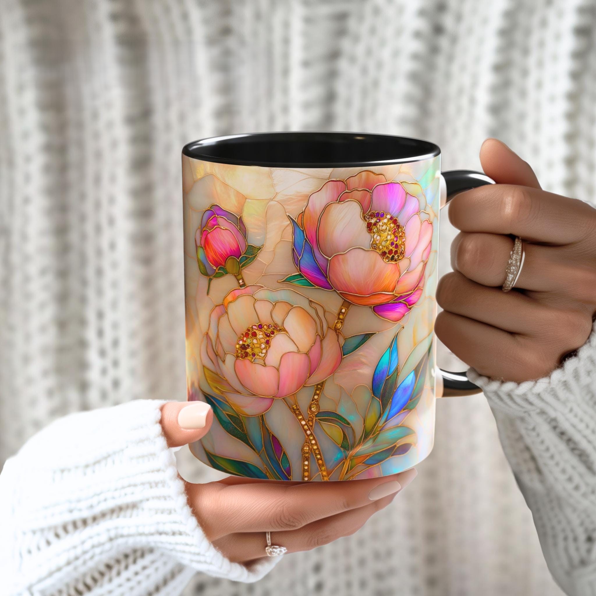 Imitation Stained Glass Floral Art Mug | WSMug46