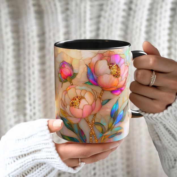 Imitation Stained Glass Floral Art Mug | WSMug46