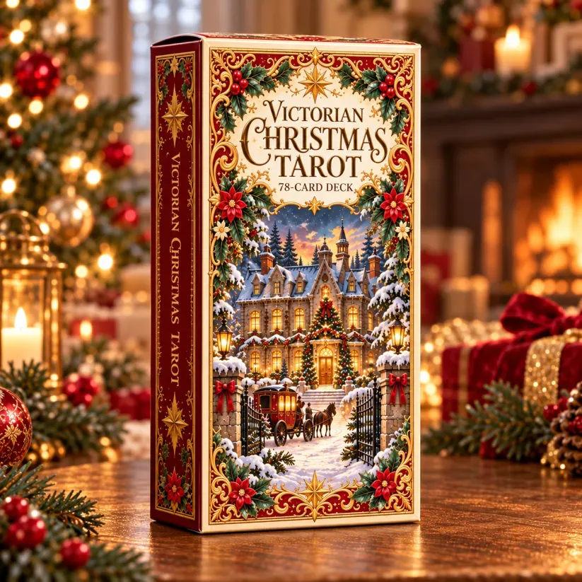 🔮Victorian Christmas Tarot | 78-Card Illustrated Deck & Matching Box🎄