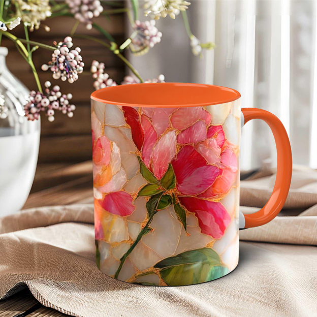 Imitation Stained Glass Flower Mug | WSMug43