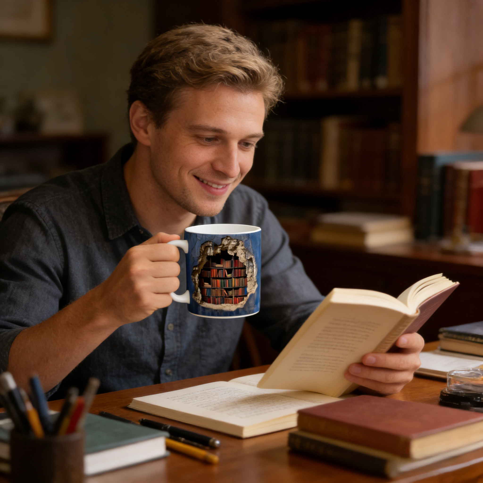 Effect Bookshelf Books Ceramic Mug | WSMug14