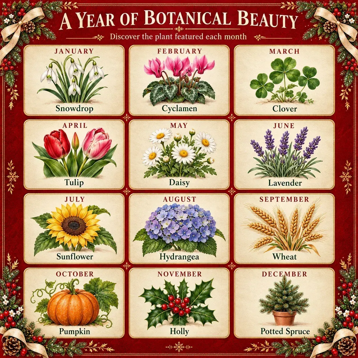 Seed paper calendar showing paper transforming into a growing garden
