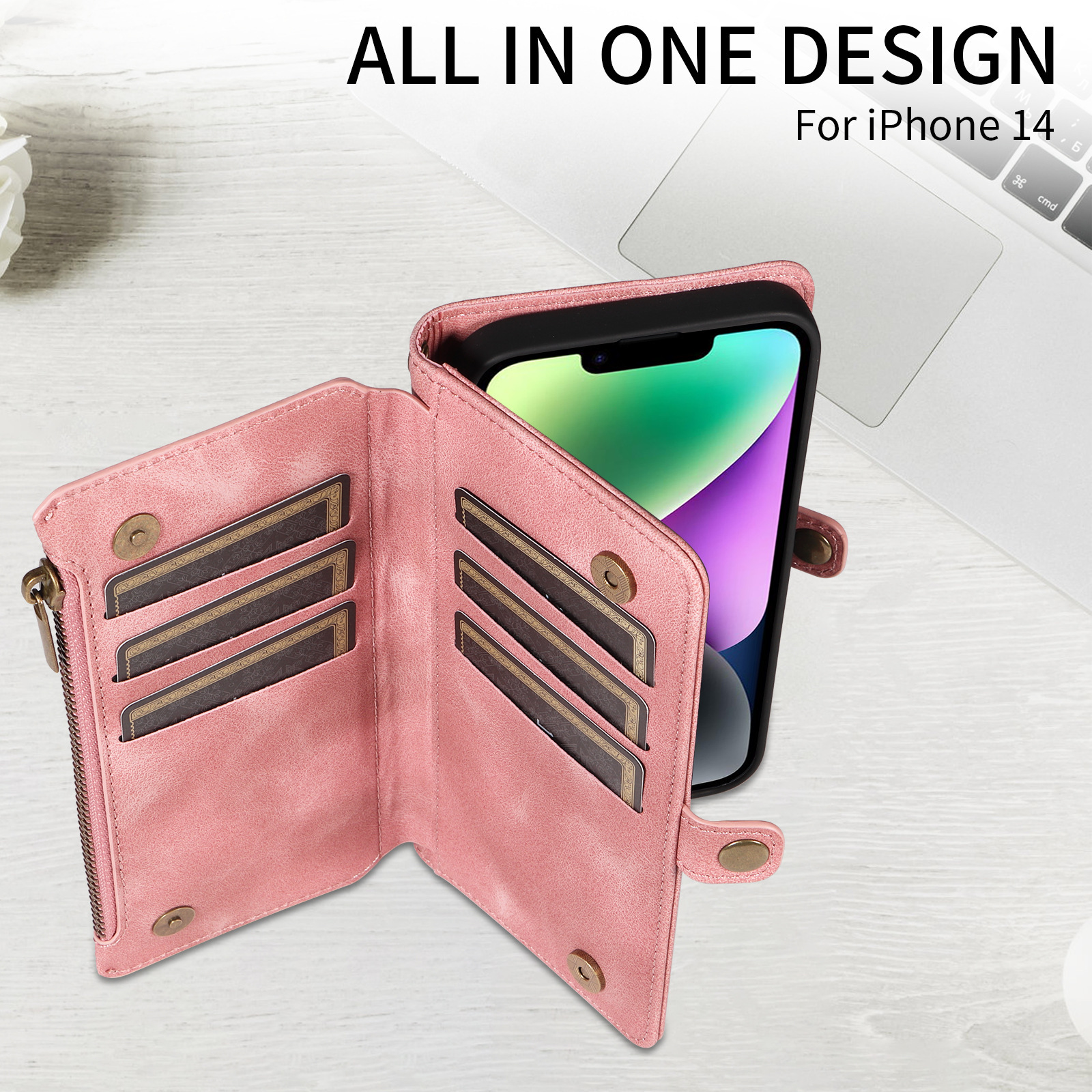 Personalised Monogram Card Holder Zipper Wallet Phone Case | OFCase116