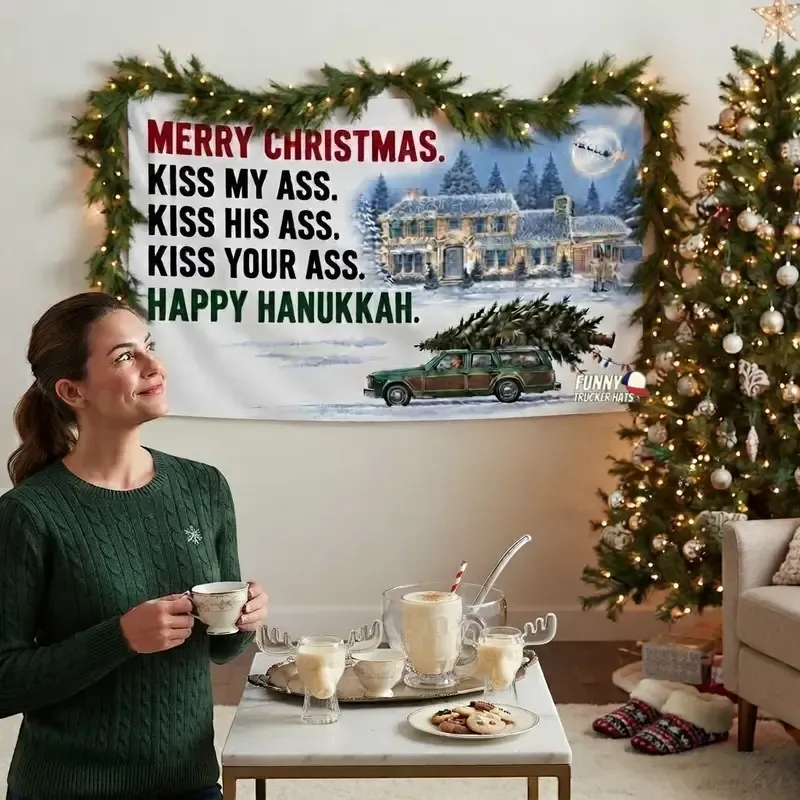 Christmas quote flag polyester fabric and printed detail