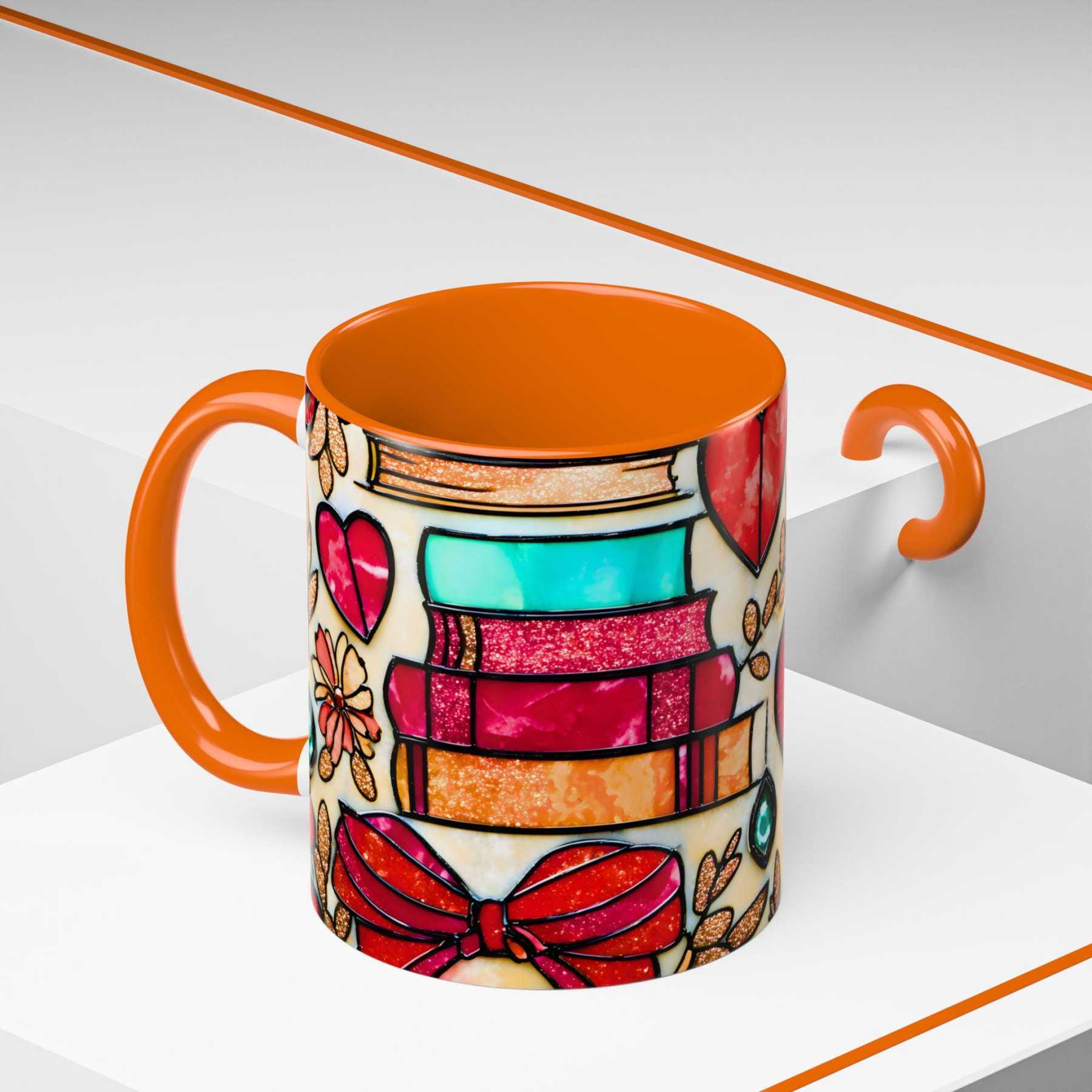 Imitation Stained Glass Bookshelf Heart-Shaped Mug | WSMug42