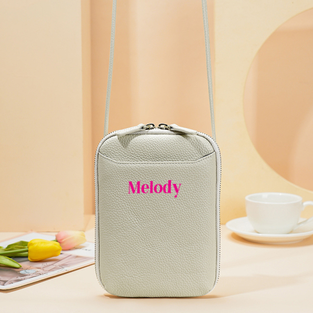 Personalized Adjustable Strap Zip Card Slot Leather Phone Bags | OFBag01