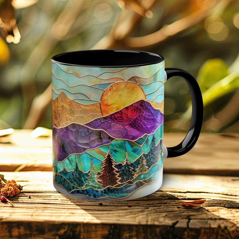 Imitation Stained Glass Mountain Landscape Mug | WSMug51